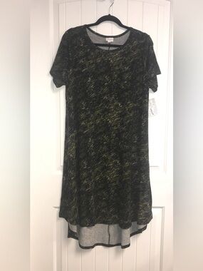 LuLaRoe Carly Black and Olive High-Low Dress